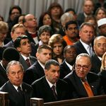 Mayor Bloomberg, Governor Paterson, Senator Schumer, Senator Gillibrand in the first row